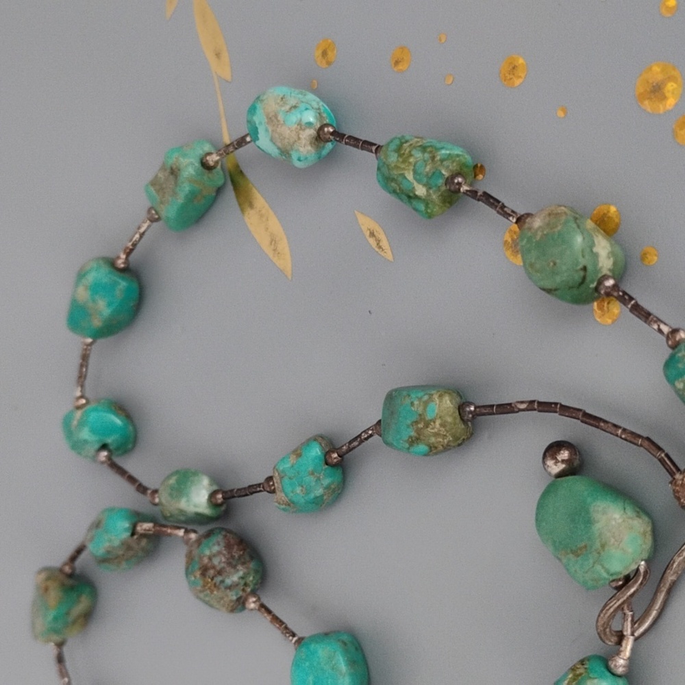 Native American sterling silver turquoise necklace - Picture 4 of 13
